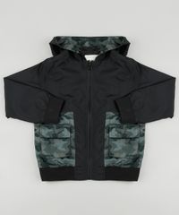 Jaqueta-Corta-Vento-Infantil-em-Nylon-Recorte-Camuflado-com-Capuz-e-Bolsos-Preta-9846532-Preto_1