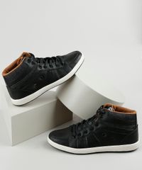 Tenis-Masculino-Ollie-Cano-Alto-com-Recortes-em-Jeans-Preto-9904663-Preto_1