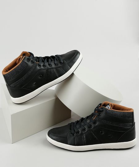 Tenis-Masculino-Ollie-Cano-Alto-com-Recortes-em-Jeans-Preto-9904663-Preto_1 Tenis-Masculino-Ollie-Cano-Alto-com-Recortes-em-Jeans-Preto-9904663-Preto_1