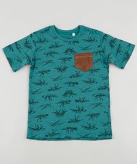 Camiseta-Infantil-Estampada-de-Dinossauros-com-Bolso-em-Suede-Manga-Curta-Verde-9876157-Verde_1