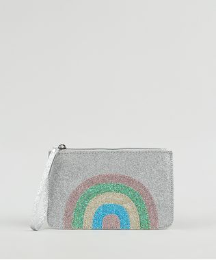 Carteira-Feminina-Arco-Iris-com-Glitter-e-Alca-de-Mao-Prateada-9901235-Prateada_1