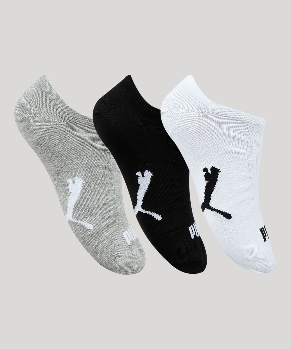 Kit de 3 Meias Masculinas Puma Soquete Multicor Kit de 3 Meias Masculinas Puma Soquete Multicor