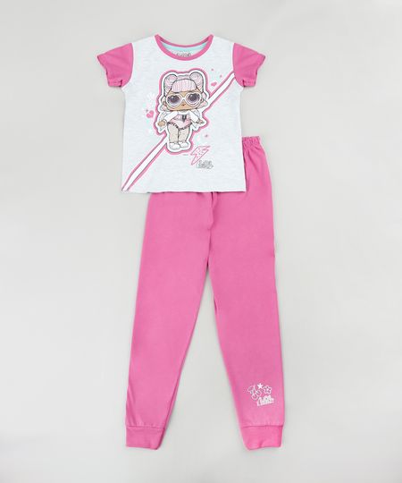 Pijama-Infantil-LOL-Surprise-Manga-Curta-Cinza-Mescla-Claro-9876987-Cinza_Mescla_Claro_1