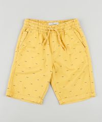 Bermuda-de-Sarja-Infantil-Estampada-Geometrica-com-Cordao-Amarela-9916149-Amarelo_1