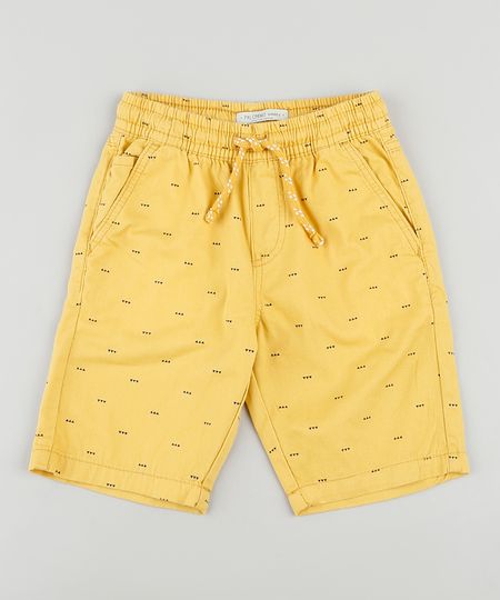 Bermuda-de-Sarja-Infantil-Estampada-Geometrica-com-Cordao-Amarela-9916149-Amarelo_1