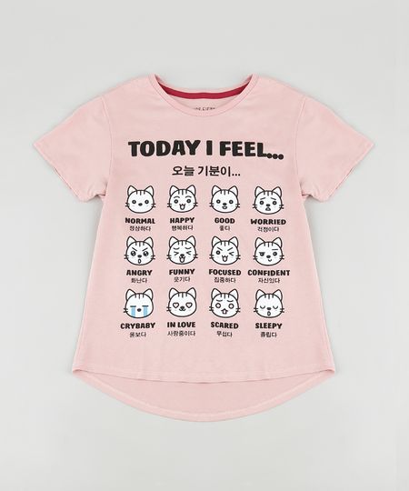 Blusa-Infantil-Gatinhos--Today-I-Feel-----Manga-Curta-Rose-9888008-Rose_1