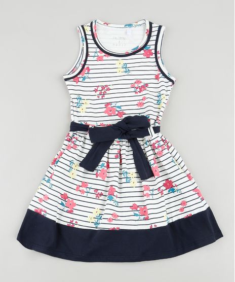 Vestido-Infantil-Listrado-Floral-com-Faixa-para-Amarrar-Sem-Manga-Off-White-9916423-Off_White_1