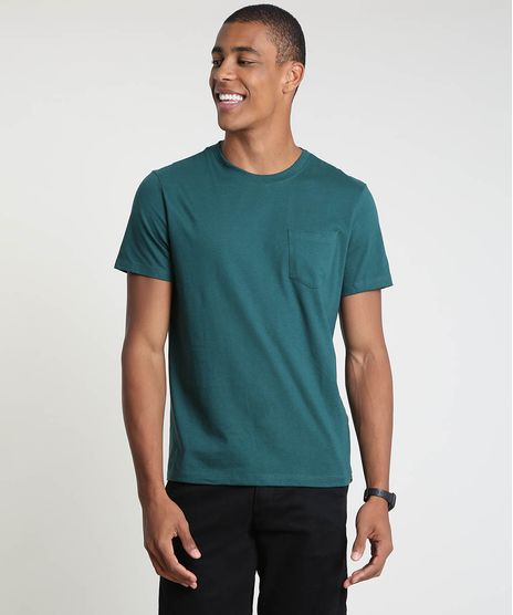 Camiseta-Masculina-com-Bolso-Manga-Curta-Gola-Careca-Verde-Escuro-9896554-Verde_Escuro_1