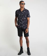 Camisa-Masculina-Tradicional-Estampada-NASA-Manga-Curta-Preta-9887566-Preto_3
