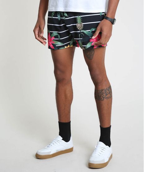 Short-Masculino-Listrado-Estampado-Floral-com-Bolsos-Preto-9863748-Preto_1
