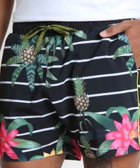 Short-Masculino-Listrado-Estampado-Floral-com-Bolsos-Preto-9863748-Preto_2