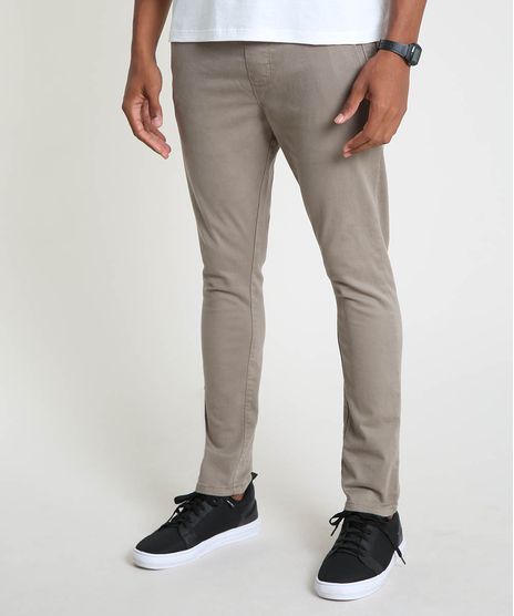 Calca-de-Sarja-Masculina-Jogger-Slim-com-Bolsos-Bege-Escuro-9906316-Bege_Escuro_1