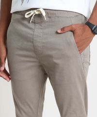 Calca-de-Sarja-Masculina-Jogger-Slim-com-Bolsos-Bege-Escuro-9906316-Bege_Escuro_2