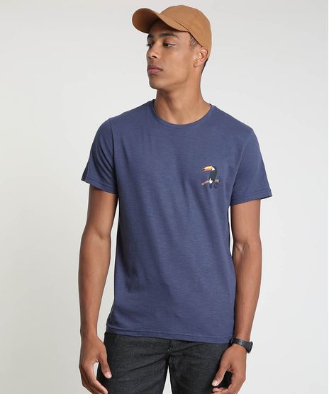 Camiseta-Masculina-com-Bordado-de-Tucano-Manga-Curta-Gola-Careca-Azul-Escuro-9893934-Azul_Escuro_1