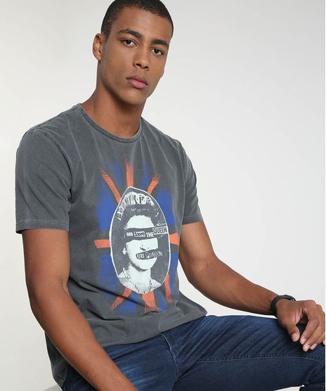 Camiseta-Masculina-Sex-Pistols--God-Save-The-Queen--Manga-Curta-Gola-Careca-Chumbo-9885393-Chumbo_1