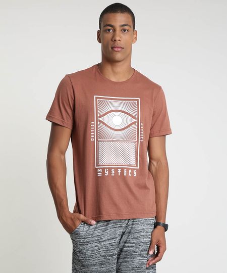 Camiseta-Masculina--Mistery--Manga-Curta-Gola-Careca-Marrom-9887605-Marrom_1