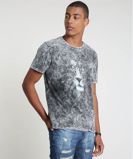 Camiseta-Masculina-Leao-Manga-Curta-Gola-Careca-Preta-9847799-Preto_1