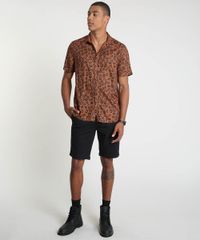 Camisa-Masculina-Tradicional-Estampada-Animal-Print-Onca-Manga-Curta-Marrom-9729731-Marrom_3