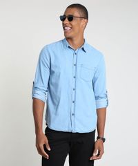 Camisa-Jeans-Masculina-Tradicional-com-Bolsos-e-Martingale-Manga-Longa-Azul-Claro-9898263-Azul_Claro_1