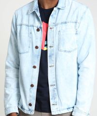 Jaqueta-Jeans-Masculina-Trucker-com-Bolsos-Azul-Claro-9896453-Azul_Claro_4 Jaqueta-Jeans-Masculina-Trucker-com-Bolsos-Azul-Claro-9896453-Azul_Claro_4