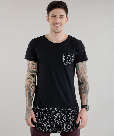 Camiseta-Longa-com-Estampa-Etnica-Preta-8578484-Preto_1