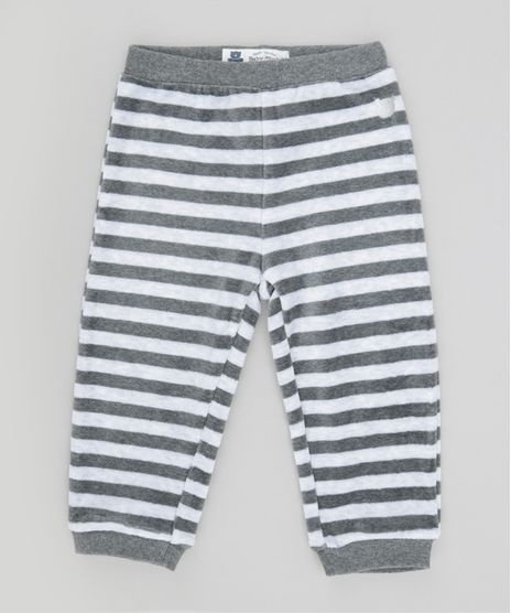 Calca-Listrada-em-Plush-de-Algodao---Sustentavel-Cinza-Mescla-Claro-8479381-Cinza_Mescla_Claro_1