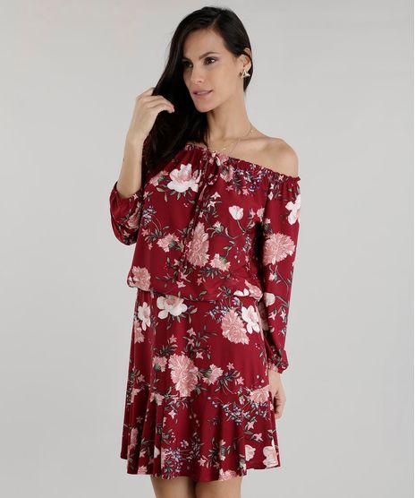 Vestido-Ombro-a-Ombro-Estampado-Floral-Vinho-8602775-Vinho_1
