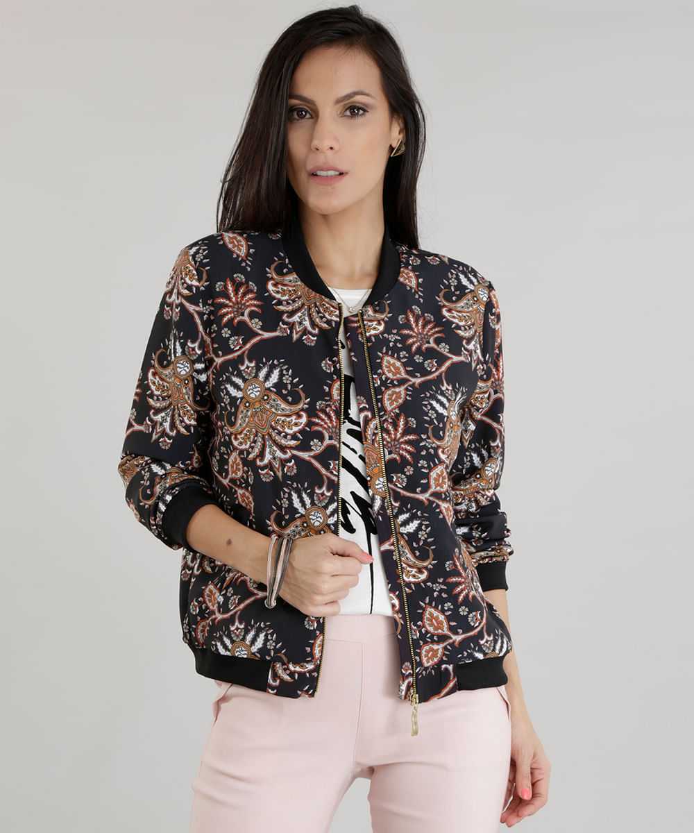 jaqueta bomber estampada