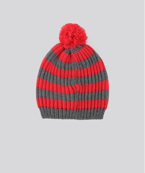 Gorro-Listrado-em-Trico-Vermelho-8489881-Vermelho_1