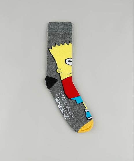 Meia-Masculina-Bart-Simpson-Cano-Alto-Cinza-Mescla-Escuro-9787884-Cinza_Mescla_Escuro_1