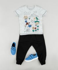 Camiseta-Infantil-com-Estampa-Interativa-de-Bichos-Manga-Curta-Cinza-Mescla-Claro-9871531-Cinza_Mescla_Claro_3