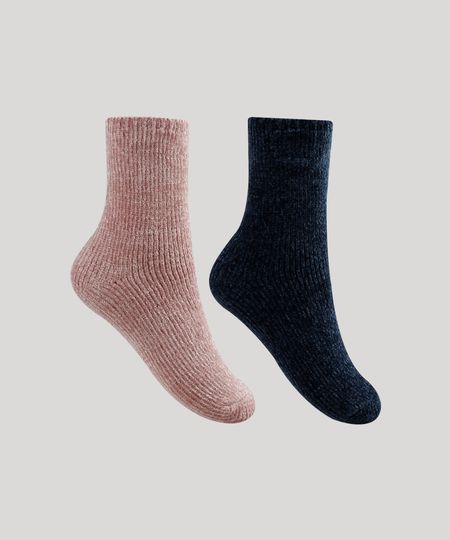 Kit-de-2-Meias-de-Inverno-Femininas-Cano-Alto-em-Trico-Chenille-Multicor-9837823-Multicor_1