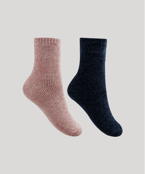 Kit-de-2-Meias-de-Inverno-Femininas-Cano-Alto-em-Trico-Chenille-Multicor-9837823-Multicor_1