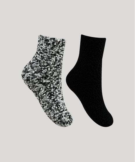 Kit-de-2-Meias-de-Inverno-Femininas-Cano-Alto-Texturizadas-Preto-9837821-Preto_1