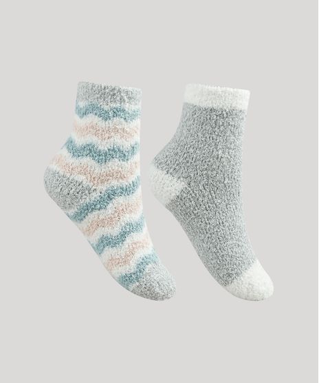 Kit-de-2-Meias-de-Inverno-Femininas-Cano-Alto-Felpadas-Cinza-Claro-9837820-Cinza_Claro_1