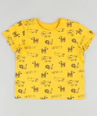 Camiseta-Infantil-Estampada-de-Bichos-Manga-Curta-Amarela-9875970-Amarelo_1