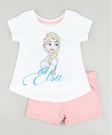 Conjunto-Infantil-Elsa-Frozen-de-Blusa-Manga-Curta-Off-White---Short-em-Moletom-Rosa-Claro-9880799-Rosa_Claro_1