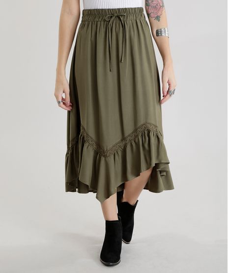 Saia-Midi-com-Renda-Verde-Militar-8635695-Verde_Militar_1