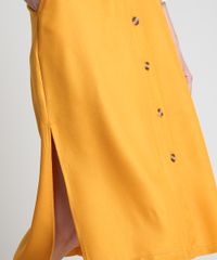 Saia-Feminina-Midi-com-Bolsos-e-Fendas-Mostarda-9864474-Mostarda_4
