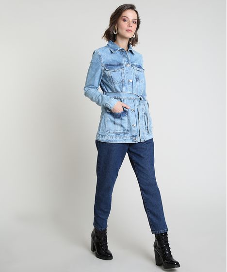 jaqueta jeans feminina alongada