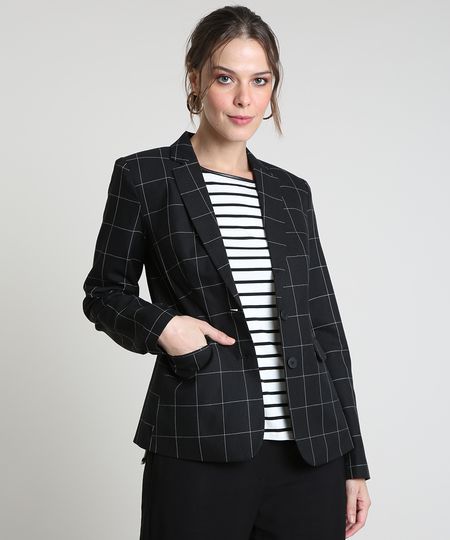 Blazer-Feminino-Estampado-Quadriculado-com-Bolsos-Preto-9820516-Preto_1 Blazer-Feminino-Estampado-Quadriculado-com-Bolsos-Preto-9820516-Preto_1