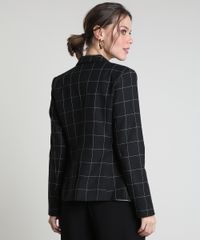 Blazer-Feminino-Estampado-Quadriculado-com-Bolsos-Preto-9820516-Preto_2