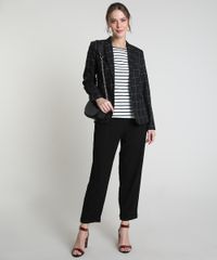 Blazer-Feminino-Estampado-Quadriculado-com-Bolsos-Preto-9820516-Preto_3