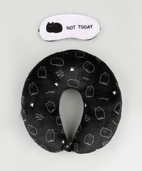 Kit-de-Apoio-de-Pescoco-Estampado-de-Gatinho---Tapa-Olho--Not-Today--Preto-9899815-Preto_1