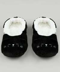 Meia-de-Inverno-Feminina-Sapatilha-Gatinho-Felpada-Preta-9837824-Preto_5