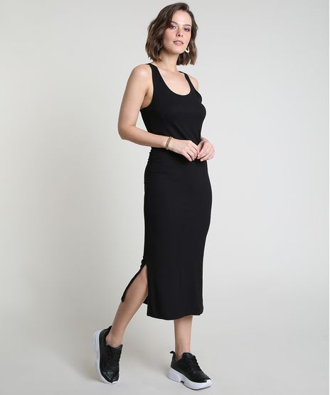 Vestido-Feminino-Midi-Canelado-com-Fendas-Decote-Nadador-Preto-9921519-Preto_1