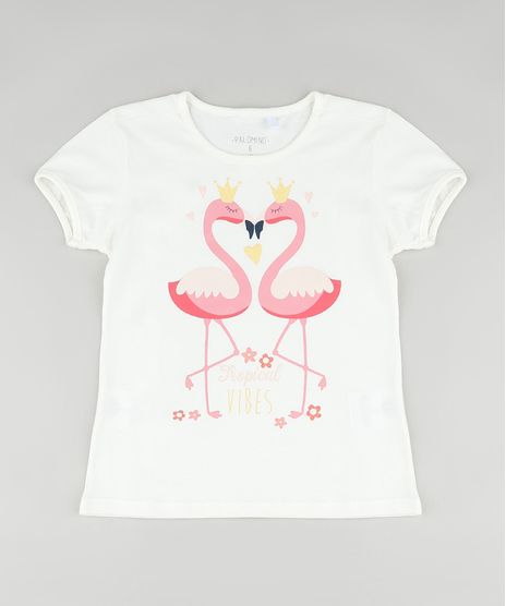 Blusa-Infantil-Flamingos-com-Brilho-Manga-Curta-Off-White-9911950-Off_White_1