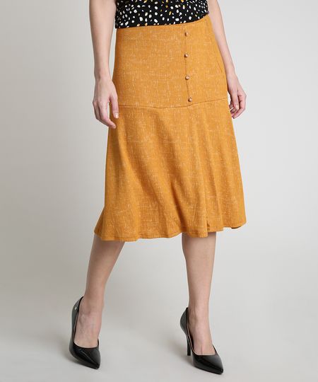 Saia-Feminina-Midi-Texturizada-com-Fenda-e-Botoes-Mostarda-9906702-Mostarda_1