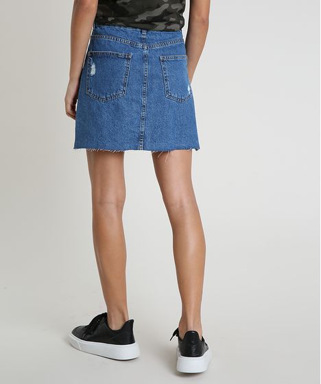 saia jeans apertada