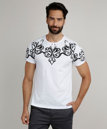 Camiseta-Masculina-Slim-Arabescos-Manga-Curta-Gola-Careca-Branca-9867725-Branco_1